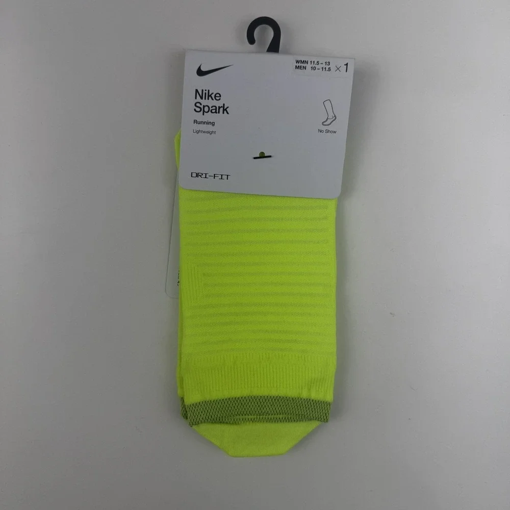 New Womens Nike Spark Lightweight Yellow Running No Show Socks Size 11.5-13